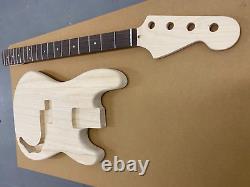 New Electric Bass Kit Paulownia Wood Body, Maple With Rose FB Neck 42mm Nut 96xp