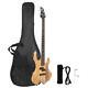 New Glarry Fire Flame Electric Bass Guitar 4 String With Bag+strap+cable+pick