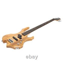 New Glarry Fire Flame Electric Bass Guitar 4 String with Bag+Strap+Cable+Pick