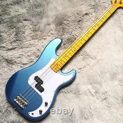 Precision Electric Bass Guitar 4 String Blue Maple Fretboard White Pickguard
