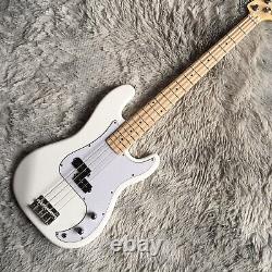 Precision Electric Bass Guitar White 4 String Maple Fretboard White Pickguard