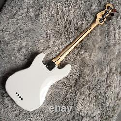 Precision Electric Bass Guitar White 4 String Maple Fretboard White Pickguard