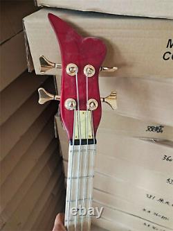 Purple 1 Style 4-string Electric Bass Guitar Maple Fingerboard Gold Part