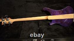 Purple Poplar Burl Neck Through Bass Guitar 34 inch scale