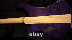 Purple Poplar Burl Neck Through Bass Guitar 34 inch scale