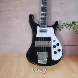 RIC Electric Bass black 4 string silver chrome hardware rosewood fingerboard