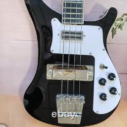 RIC Electric Bass black 4 string silver chrome hardware rosewood fingerboard