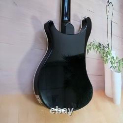 RIC Electric Bass black 4 string silver chrome hardware rosewood fingerboard