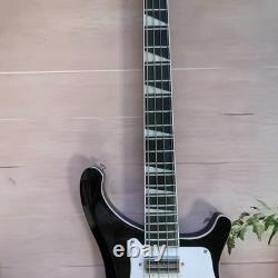 RIC Electric Bass black 4 string silver chrome hardware rosewood fingerboard