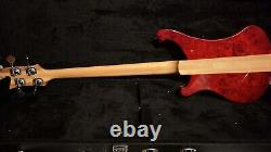 Red Poplar Burl Neck Through Bass Guitar 34 inch scale