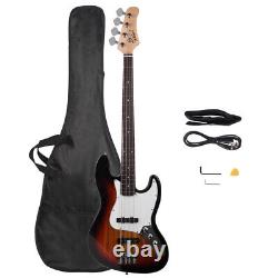 Right Handed 4 Strings Electric GJazz Bass Guitar With Bag Strap Cord Wrench Tool