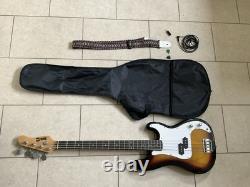 Rock Jam Electric Bass Guitar Fantastic Sunburst Colour With Lead, Bag, Strap