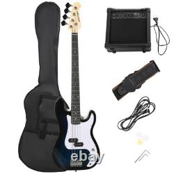SPORTNOW 4 String Full Size Electric Bass Guitar for Beginner with Amp, Blue