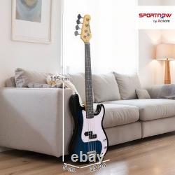 SPORTNOW 4 String Full Size Electric Bass Guitar for Beginner with Amp, Blue