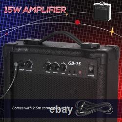 SPORTNOW 4 String Full Size Electric Bass Guitar for Beginner with Amp, Blue