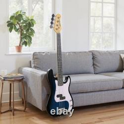 SPORTNOW 4 String Full Size Electric Bass Guitar for Beginner with Amp, Blue
