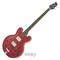 San Francisco Semi Acoustic Bass by Gear4music Red Wine
