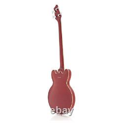 San Francisco Semi Acoustic Bass by Gear4music Red Wine