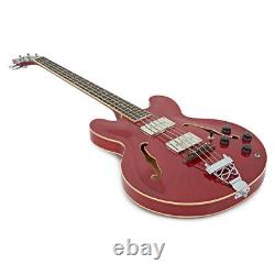 San Francisco Semi Acoustic Bass by Gear4music Red Wine