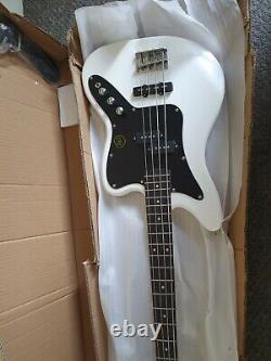 Seattle White Bass Guitar, Model BG-STL-WH V2 with a Carry Bag