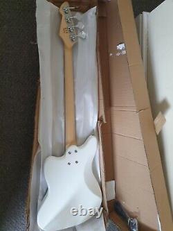 Seattle White Bass Guitar, Model BG-STL-WH V2 with a Carry Bag