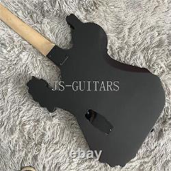 Skull Electric Bass Guitar Black Special Shape Ebony Fretboard Black Hardware
