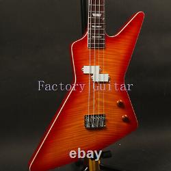 Solid Body 4 Strings Sunburst EX Style Electric Bass Guitar Chrome Hardware