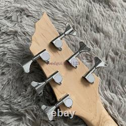 Solid Body Fretless Electric Bass Guitar 6 String Chrome Hardware Metallic Red
