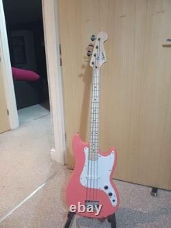 Squier FSR Sonic Bronco Bass, White Pickguard, Shell Pink