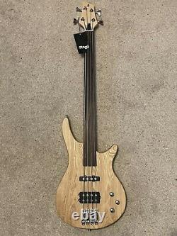 Stagg Fusion SBF-40 NAT FL Fretless Bass Natural Ash Body Rosewood Board New