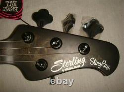 Sterling Music Man Stingray Ray34pb Poplar Burl Trans Black Sating Electric Bass