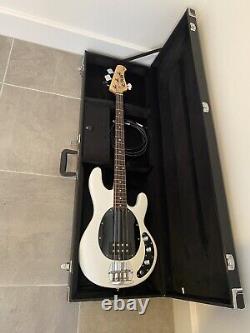 Sterling by Music Man S. U. B. Sting Ray in White with Case And Stand