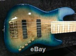 Swing Jazz 6 Blue Burst 6 Strings Electric Bass Guitar