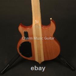 Transparent Tree Burl Top Electric Bass Guitar Fast Ship 4Strings Neck Thru Body