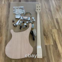Unfinished DIY Electric Bass Guitar Kit Rosewood Fretboard Chrome Hardware