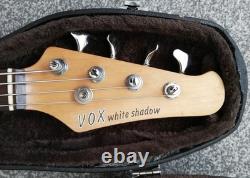 VOX White Shadow 4-string Fretless bass. 1980s. M. I. Japan Original Vox case