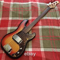 VTG 80s Sanox P Precision Style Factory Fretless Unlined Bass Sunburst Japan