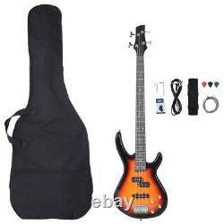 VidaXL Electric Bass Guitar for Beginner with Bag Brown and Black 4/4 46