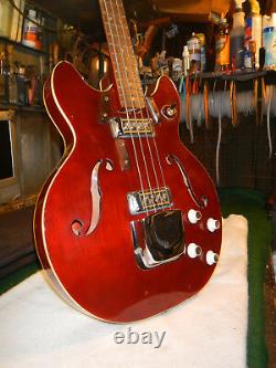 Vintage 1960's Harmony H-27 Bass Guitar 2 DeArmond PU's Hagstrom Neck Custom EX