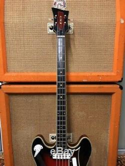 Vintage 1960s EKO Barracuda 990 Red Sunburst Electric Bass Guitar Made in Italy
