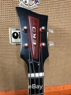 Vintage 1960s EKO Barracuda 990 Red Sunburst Electric Bass Guitar Made in Italy