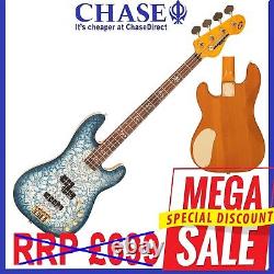 Vintage Electric Bass Guitar JDV40 Joe Doe'Lutetia' in Blueburst with Case