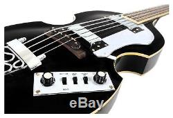 Vintage Electric Bass Guitar Violin Bass Beatbass 4 Strings High Polish Black