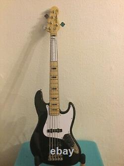 Vintage Five String Jazz Rock Bass Guitar. VJ75 MBK (WICKED 5st!)