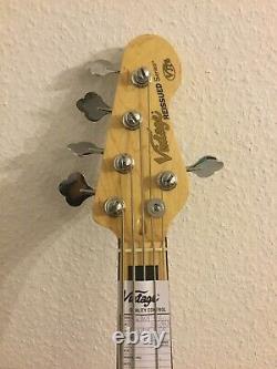 Vintage Five String Jazz Rock Bass Guitar. VJ75 MBK (WICKED 5st!)