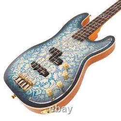 Vintage JDV40 Electric Bass Guitar Joe Doe'Lutetia' in Blueburst RRP £579