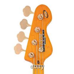Vintage JDV44 Electric Bass Guitar Joe Doe'Lutetia' in Blackburst RRP £579