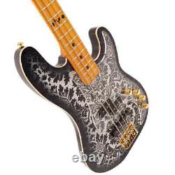 Vintage JDV44 Electric Bass Guitar Joe Doe'Lutetia' in Blackburst RRP £579