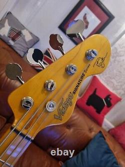 Vintage V4 Tony Butler Signature Bass Guitar Black V4MTB