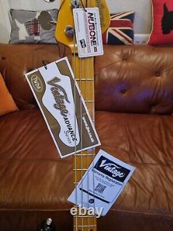 Vintage V4 Tony Butler Signature Bass Guitar Black V4MTB